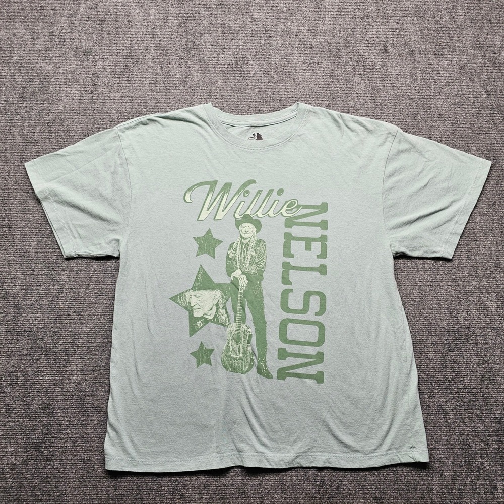 Zion Rootswear Willie Nelson Graphic T-Shirt Sage Green Mens Small Country Music